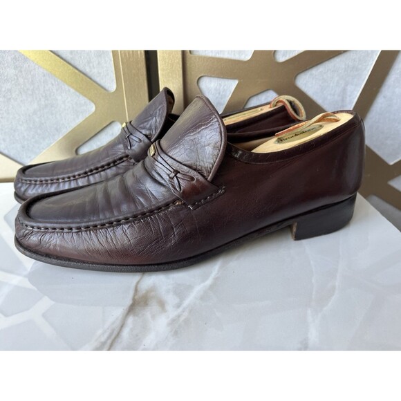 Vtg Bally Men Brown Leather Penny Loafers Slip On Shoes 10.5 N main image 8